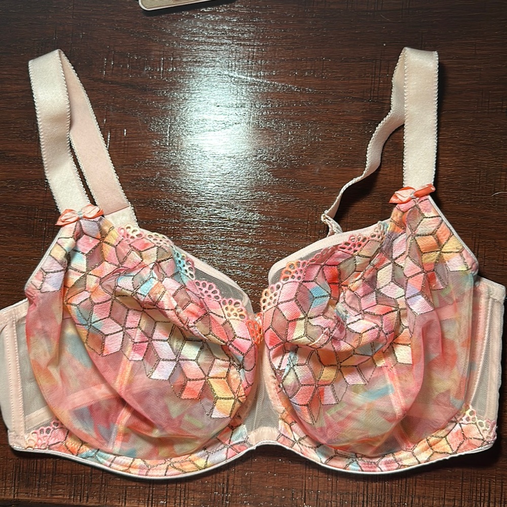 Gorsenia Rainbow Multicoloured Geometric Full Cup Bra - k-558